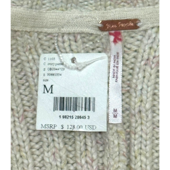 New $128 FREE PEOPLE Blossom Cardi Ivory Cardigan Sweater Lagenlook Slouchy Cozy - Picture 11 of 15
